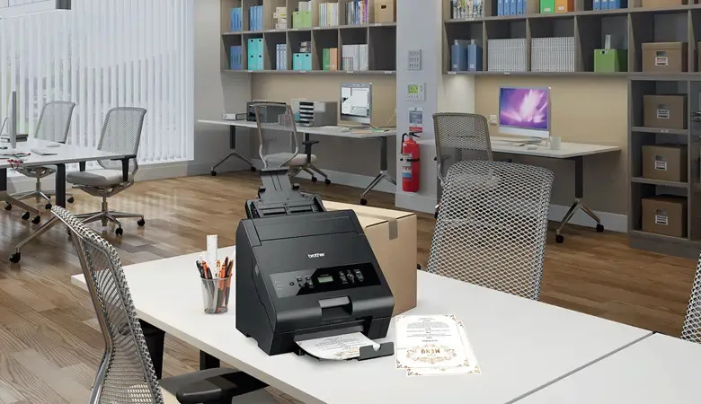 Brother foil printer in back office setting at Brother Gulf, Middle East & Africa